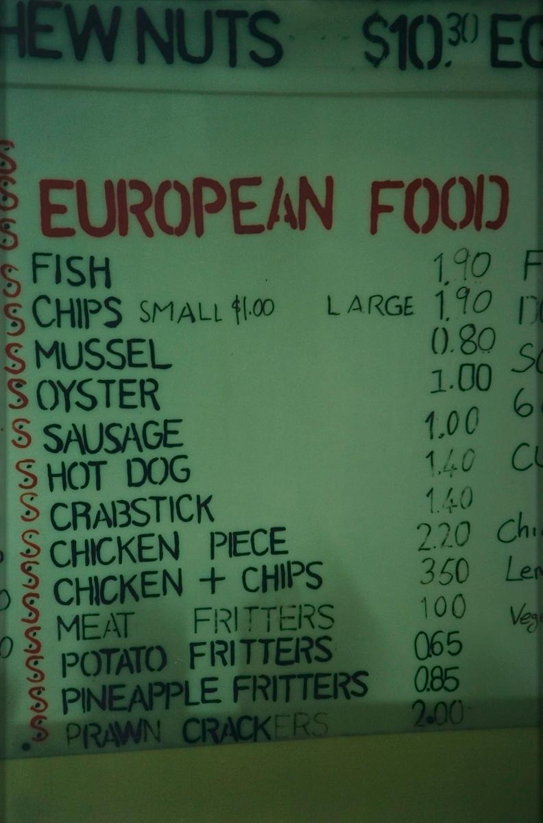 Takeaway menu